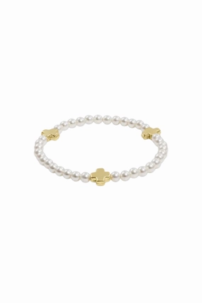 Shop Hot Deals Signature Cross Pearl Pattern 4Mm Bead Bracelet - Gold