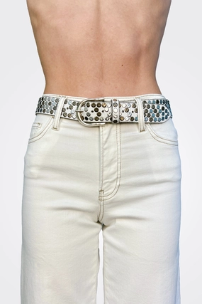 Studded Belt - White Instant Savings Inside Instant Hot Deal