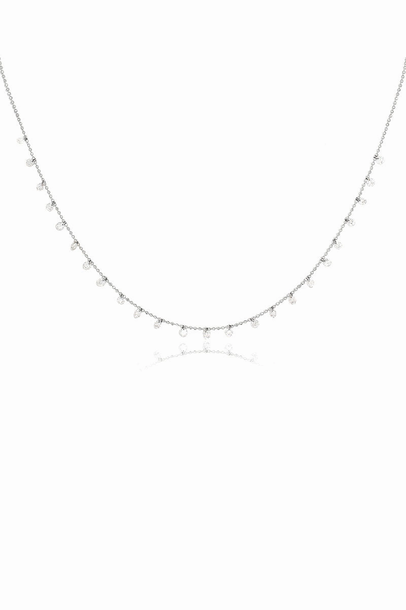 Celeste 24 Floating Diamond Necklace In White Gold Must-Have Clearance Last Chance Offer