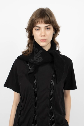 Grab It Now Unmissable Deal Today Graphic Logo Knit Neckerchief Black/Charcoal