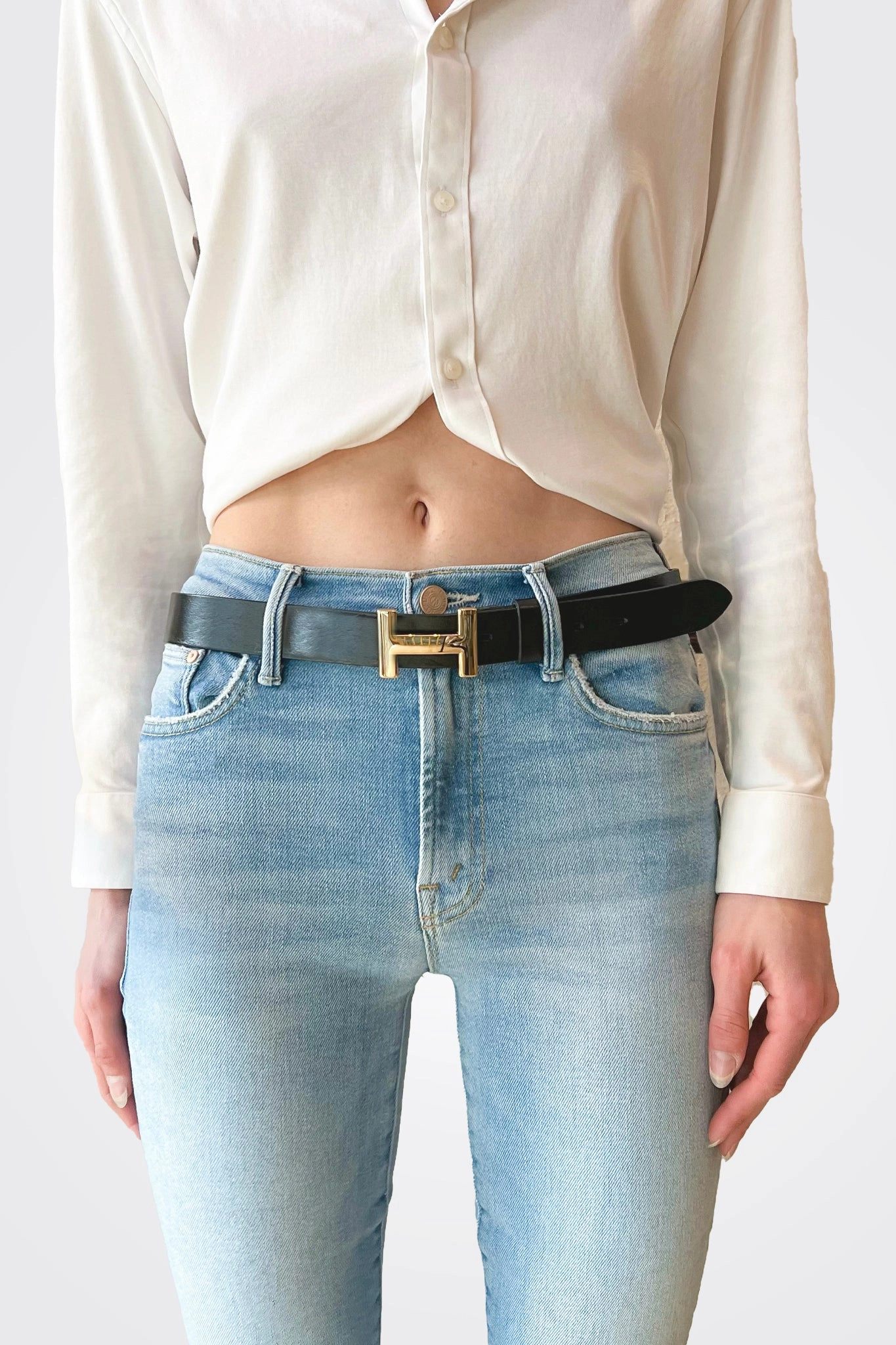 H Small Buckle Leather Belt - Black Exclusive Online Discount Unmissable Deal Today