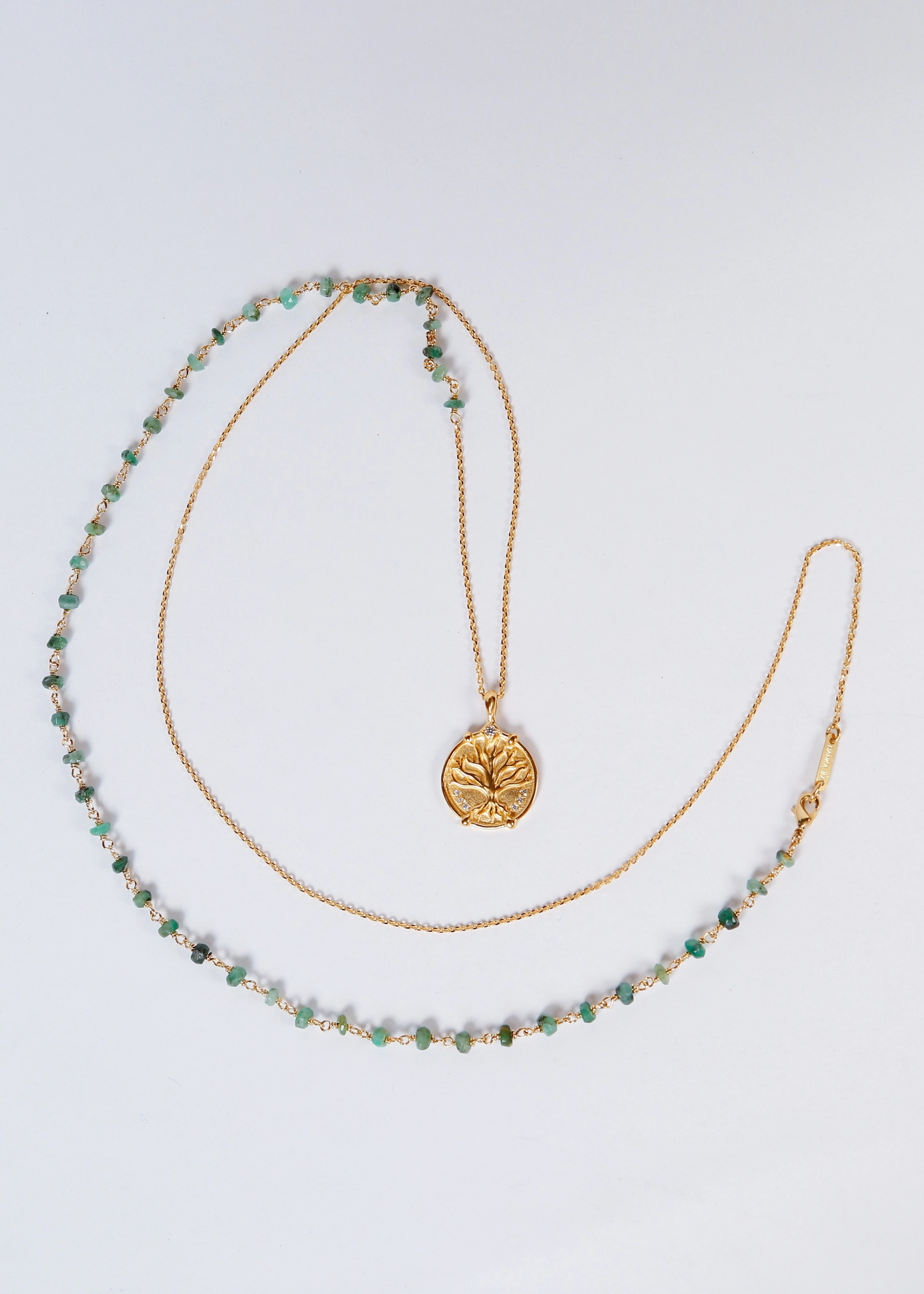 Hanka Sharm Double Necklace In Raw Emerald And Zirconium Dont Miss This Deal