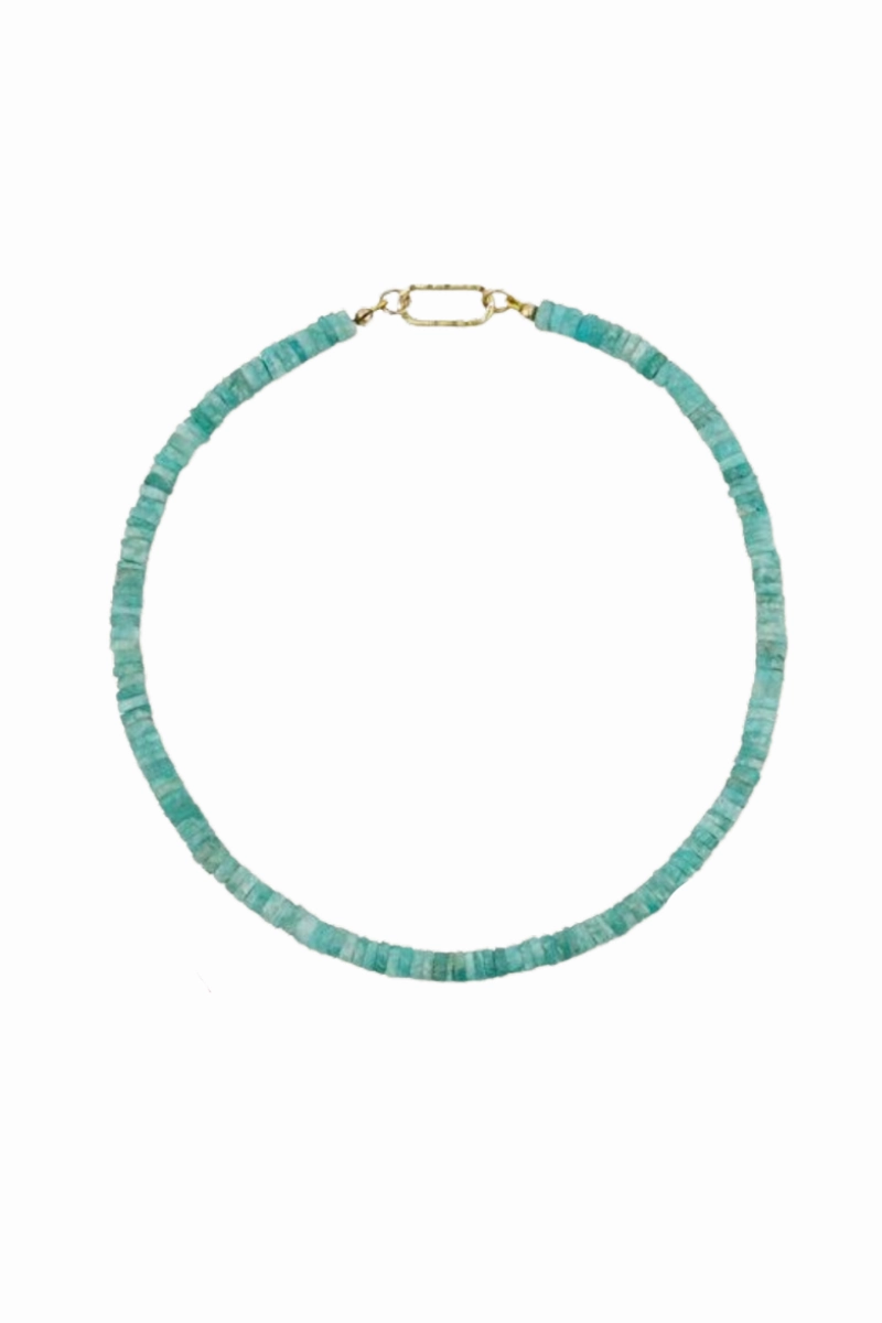 Hart - Dark Amazonite Wheel Gemstone Necklace With Diamond Oval Clip Instant Discount Todays Hot Pick
