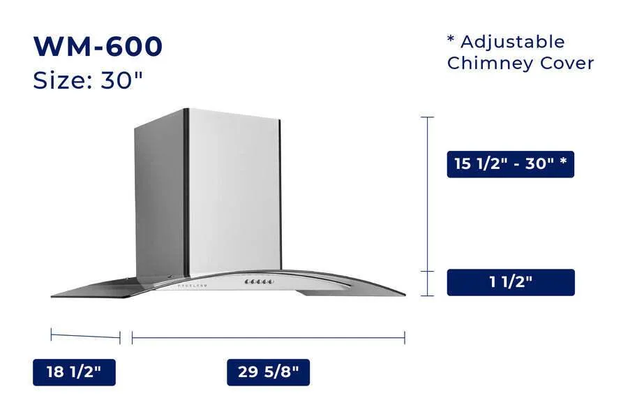 Hauslane WM600SS30 Hauslane Chef 30-In Convertible Stainless Steel Wall-Mounted Range Hood