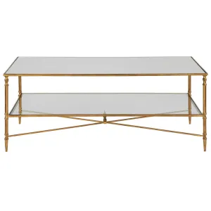 Henzler 121 W x 48 H x 71 D Gold Rectangle Coffee Table with Mirror Top