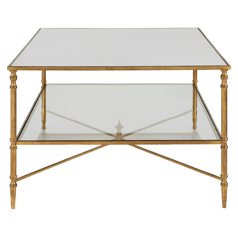 Henzler 121 W x 48 H x 71 D Gold Rectangle Coffee Table with Mirror Top