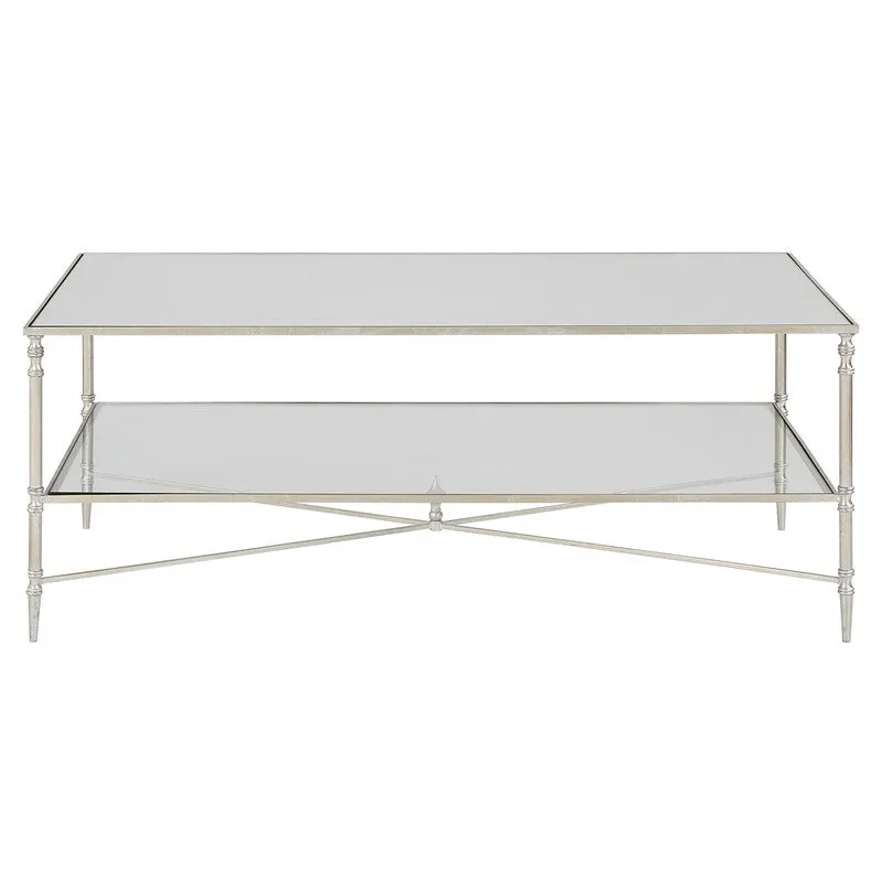 Henzler 121 W x 48 H x 71 D Gold Rectangle Coffee Table with Mirror Top