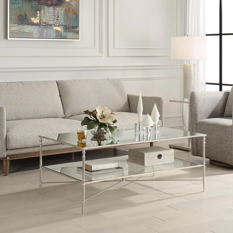 Henzler 121 W x 48 H x 71 D Gold Rectangle Coffee Table with Mirror Top