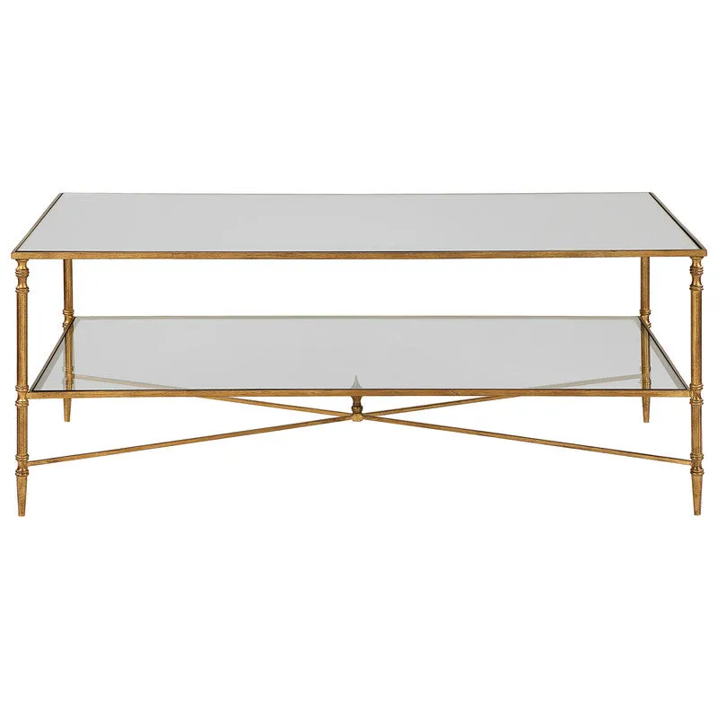 Henzler 121 W x 48 H x 71 D Gold Rectangle Coffee Table with Mirror Top