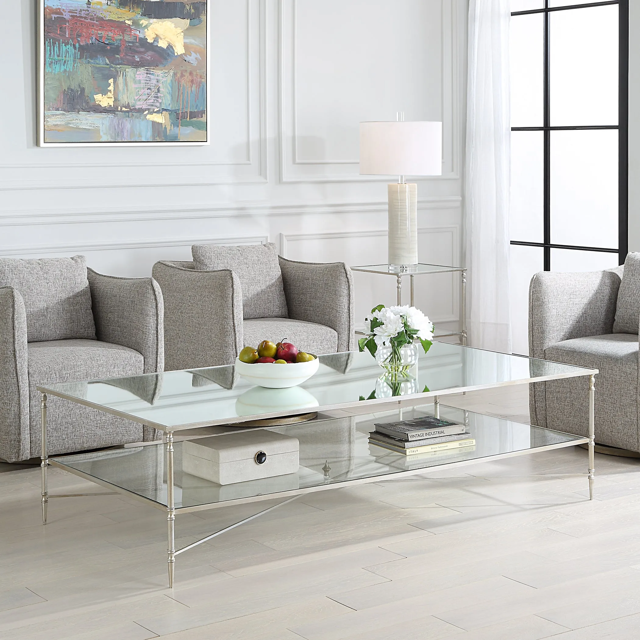 Henzler 181 W x 48 H x 91 D Rectangle Coffee Table with Mirror Top