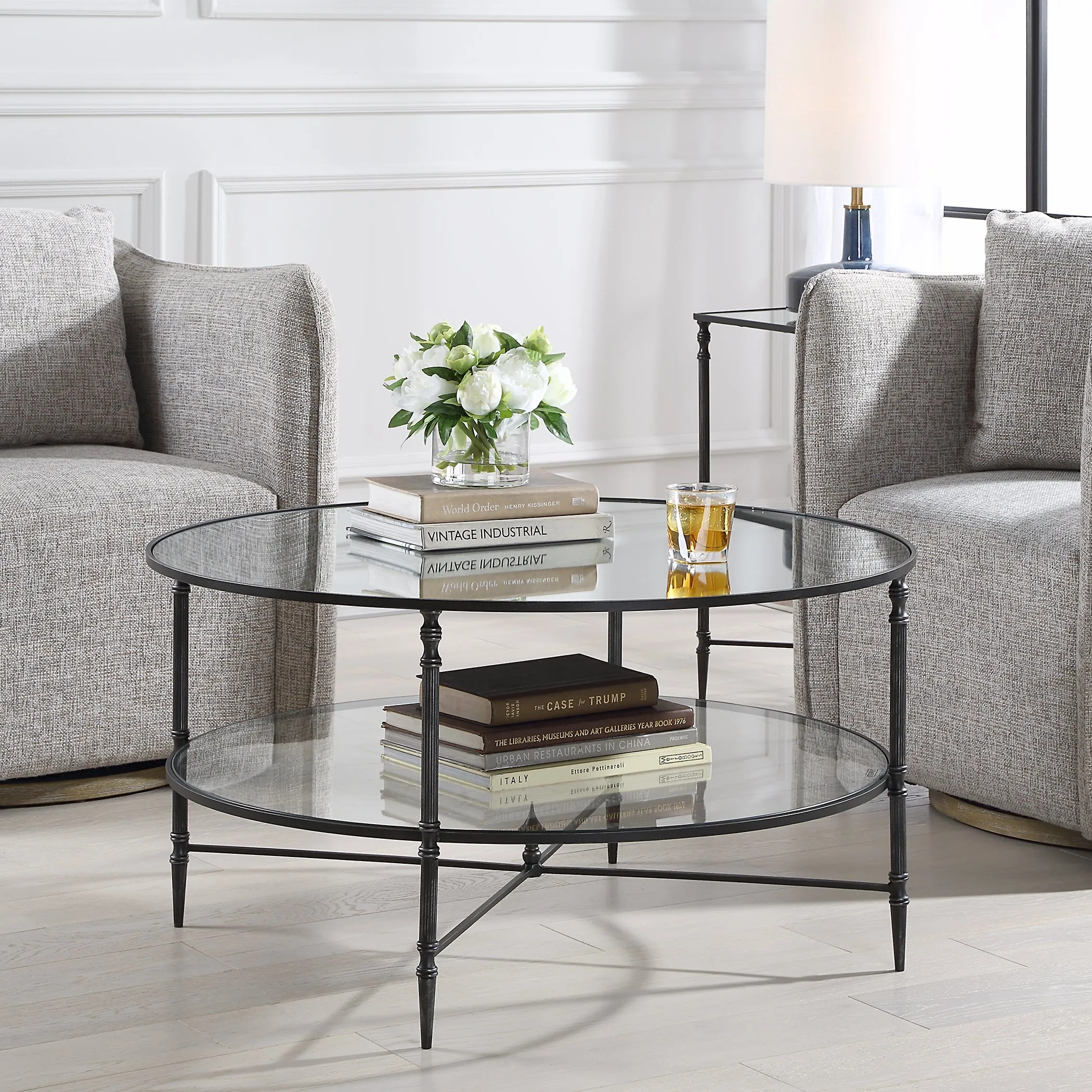 Henzler 91 W x 48 H x 91 D Round Coffee Table with Mirror Top