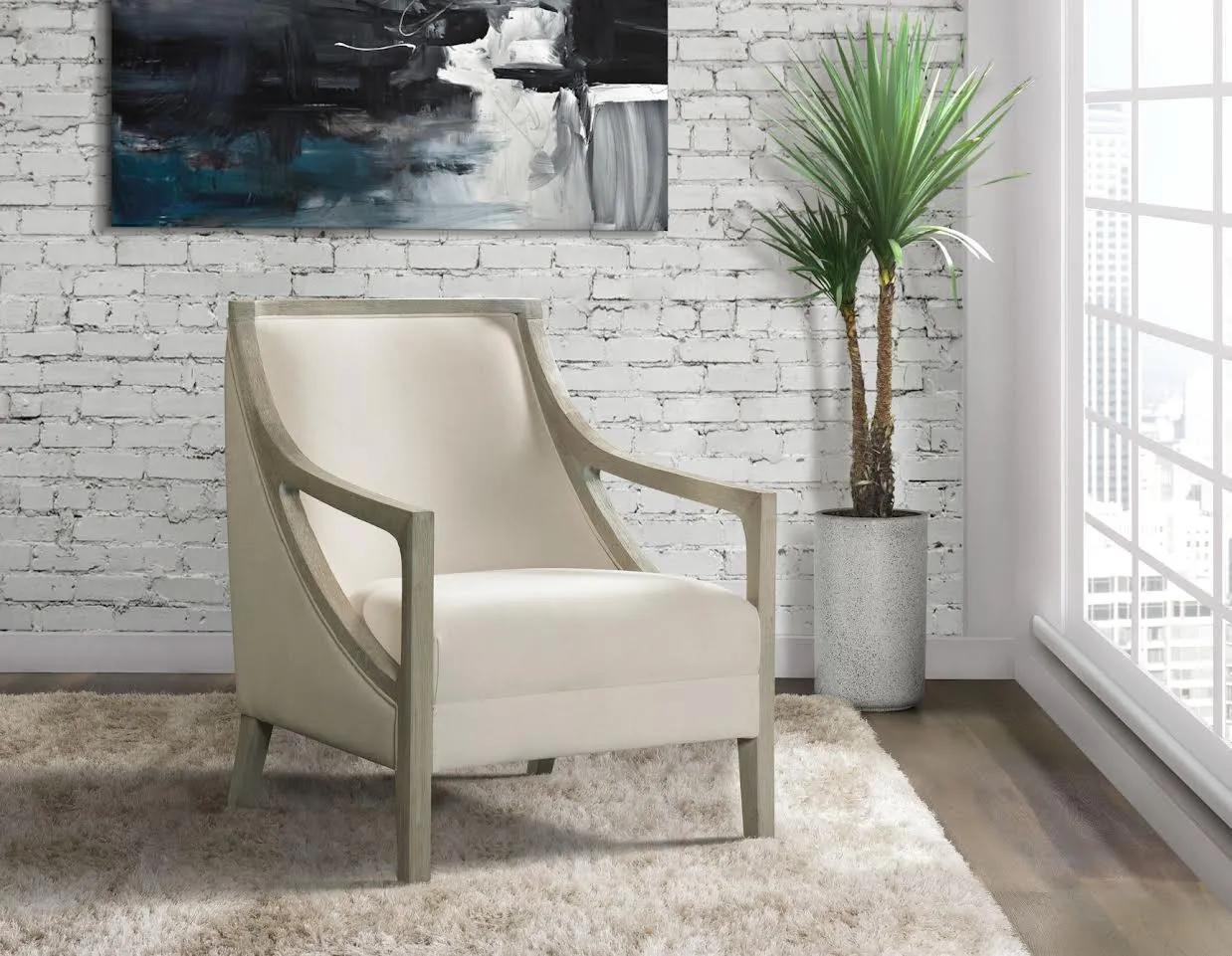 Hopkins Chair w/White Wash Arm Columbia Natural