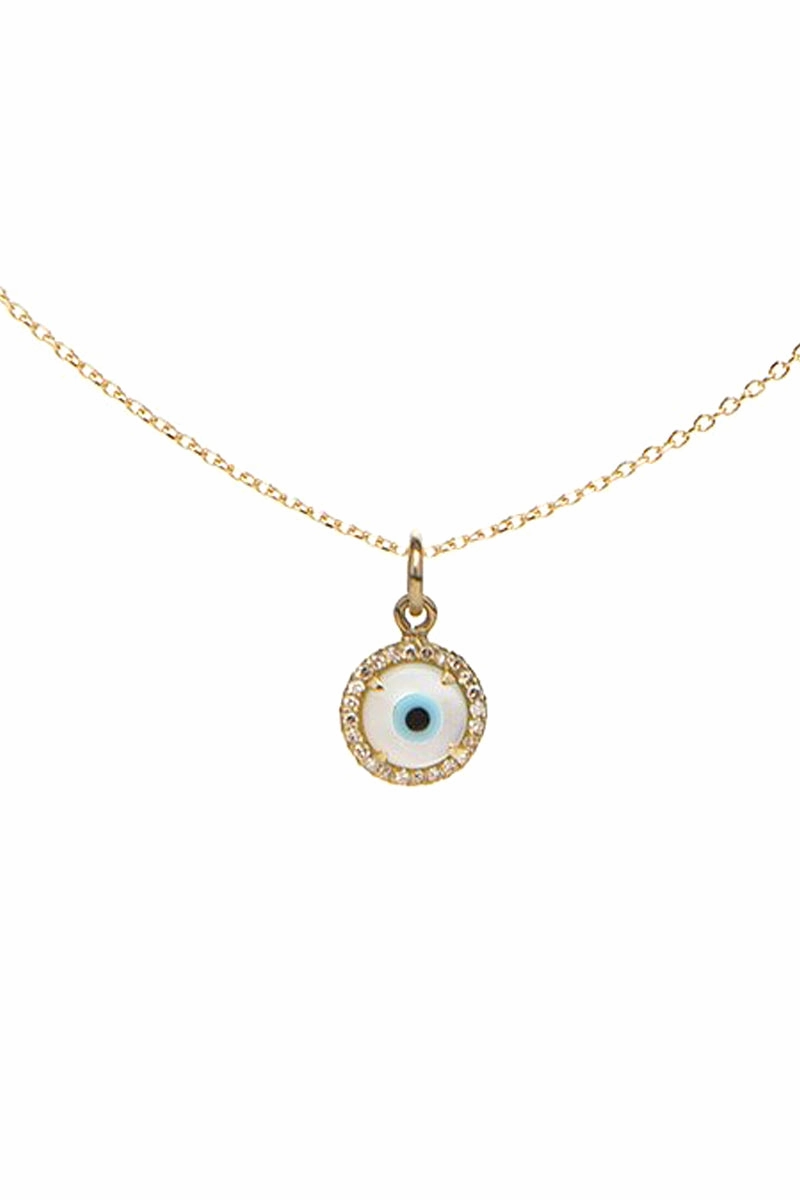 Limited Time Steal Gift Ideas Galore Diamond Mother Of Pearl Evil Eye Necklace In Yellow Gold
