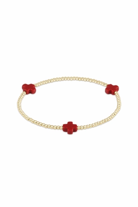 Signature Cross Gold Pattern 2Mm Bead Bracelet - Red Special Deals Online Todays Best Deal