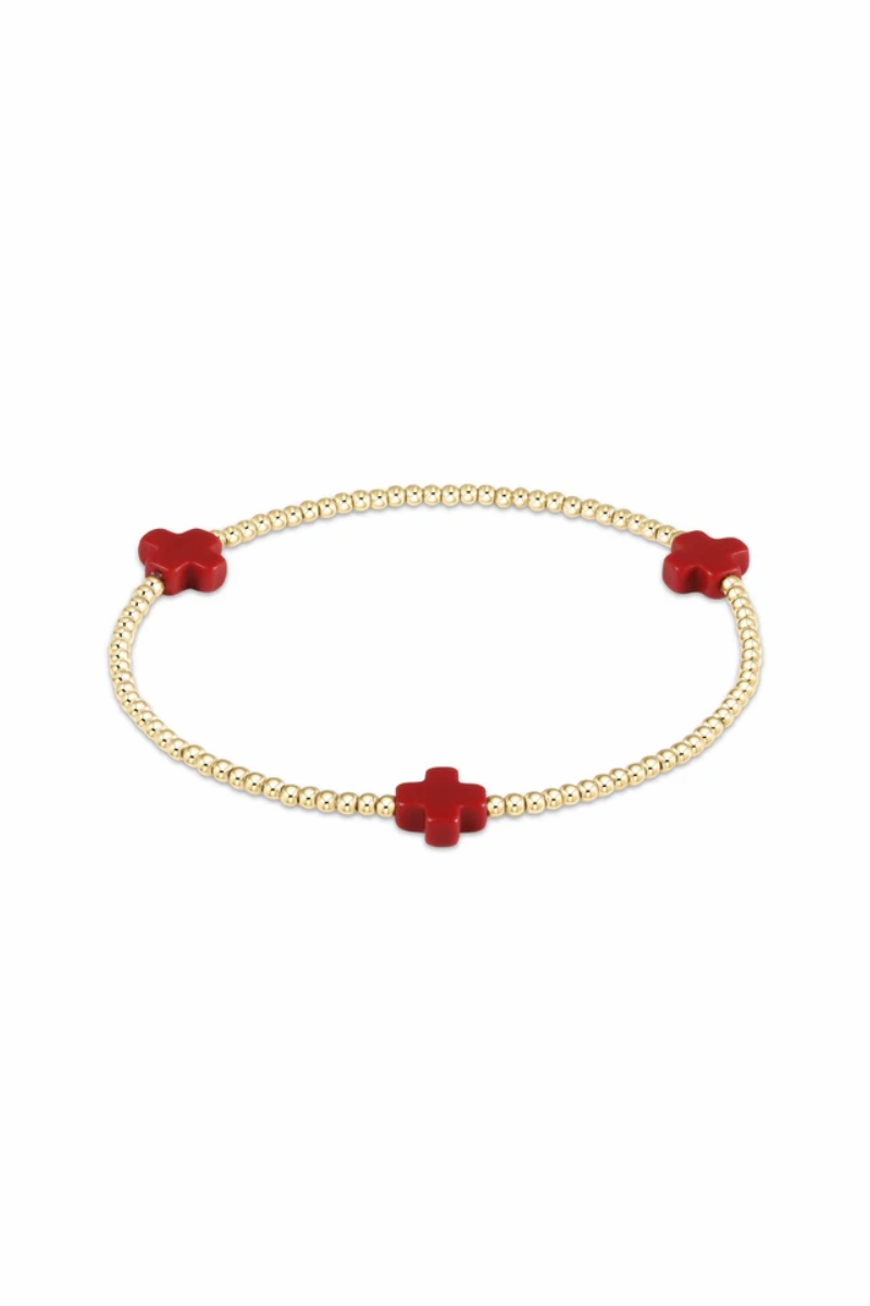 Signature Cross Gold Pattern 2Mm Bead Bracelet - Red Special Deals Online Todays Best Deal