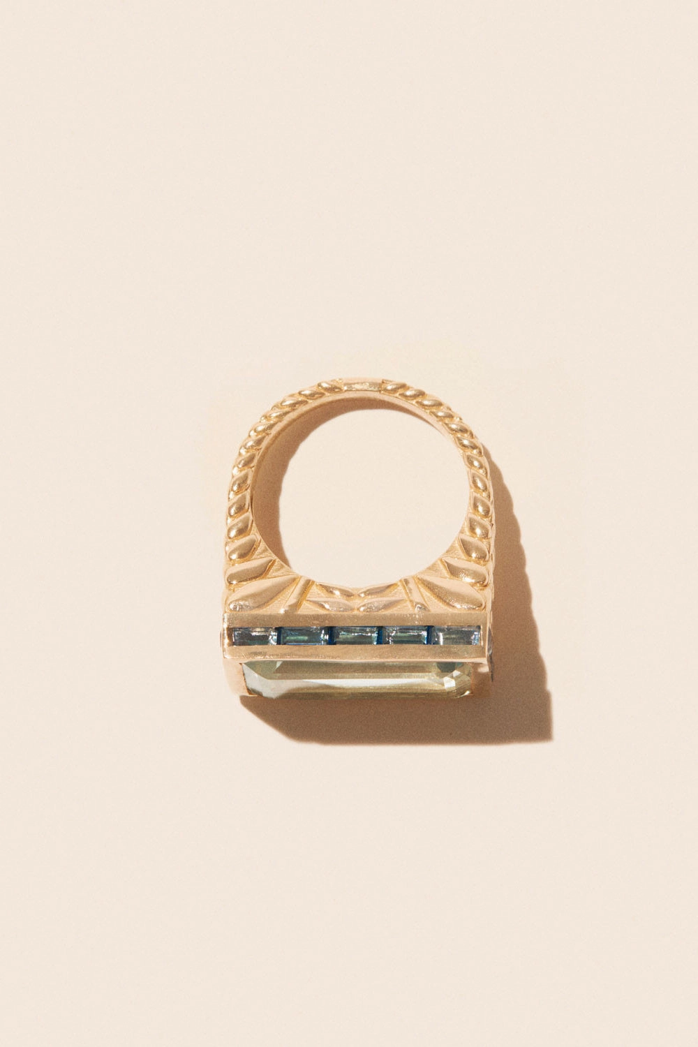 Online Exclusive Steal Poppy Signet Ring In Green Amethyst