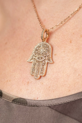 Diamond Hamsa Necklace In Rose Gold Exclusive Online Offer Sweet Deal Inside