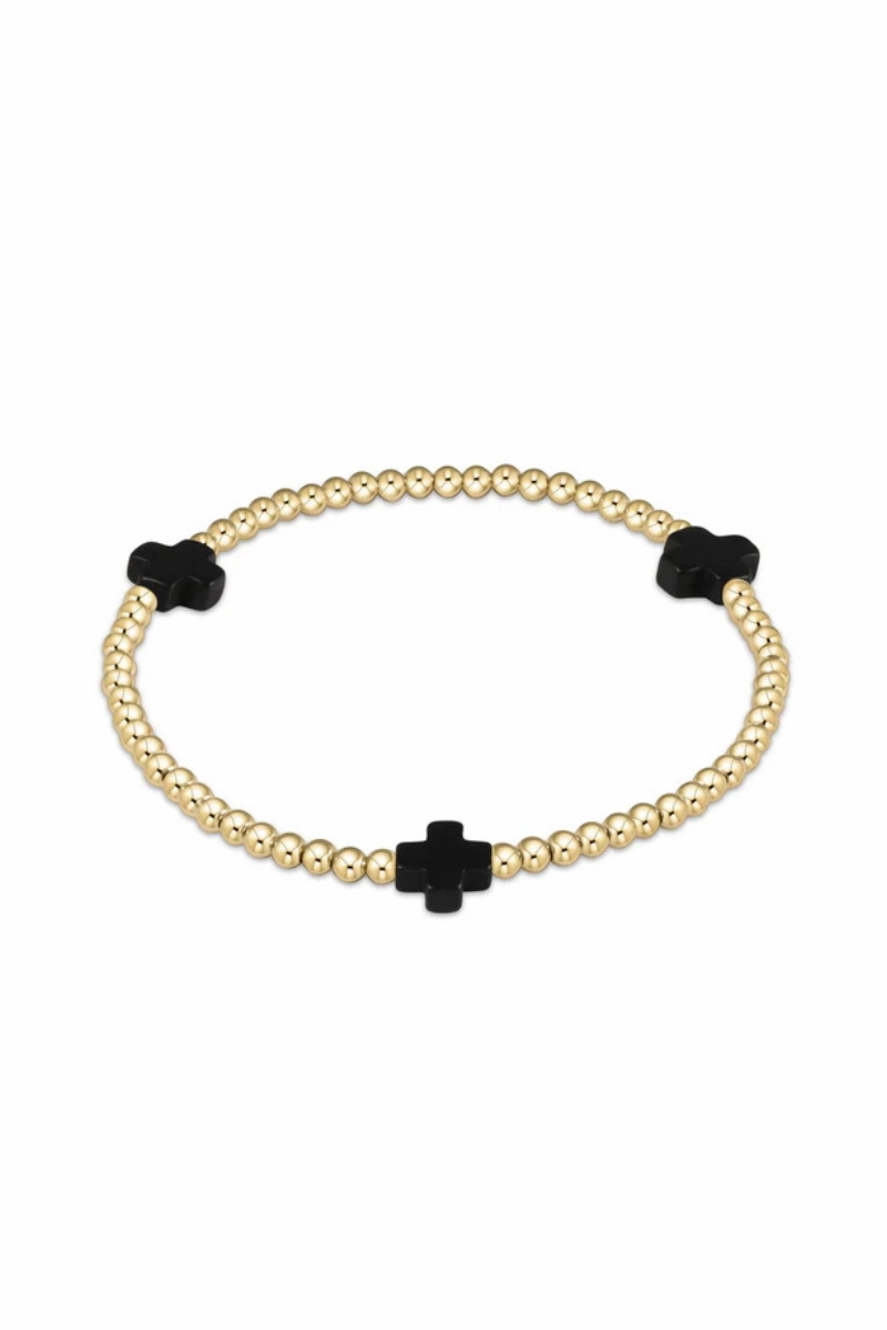 Mega Sale Now Online Exclusive Deal Extends Signature Cross Gold Pattern 3Mm Bead Bracelet - Onyx