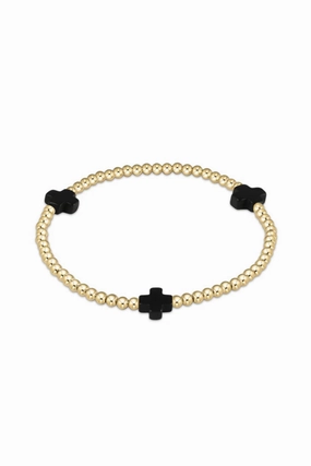 Mega Sale Now Online Exclusive Deal Extends Signature Cross Gold Pattern 3Mm Bead Bracelet - Onyx
