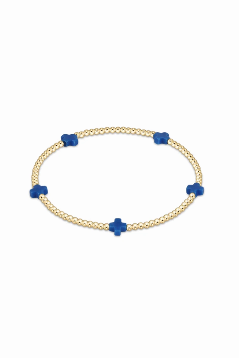 Special Deals Online Signature Cross Small Gold Pattern 2Mm Bead Bracelet - Cobalt
