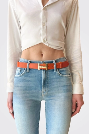Hot Deals Today H Small Buckle Leather Belt - Orange