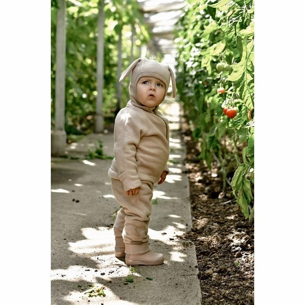 Mikk-Line Cotton Fleece Balaclava With Long Ears Warm Taupe Exclusive Online Offer