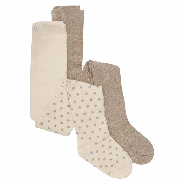 Minymo Simply Taupe Tights W. Pattern 2-Pack Shop Smart Deals
