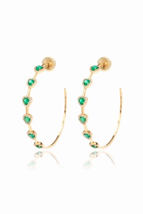 Diamond Emerald Hoops In 18K Yellow Gold Best Deal Alert