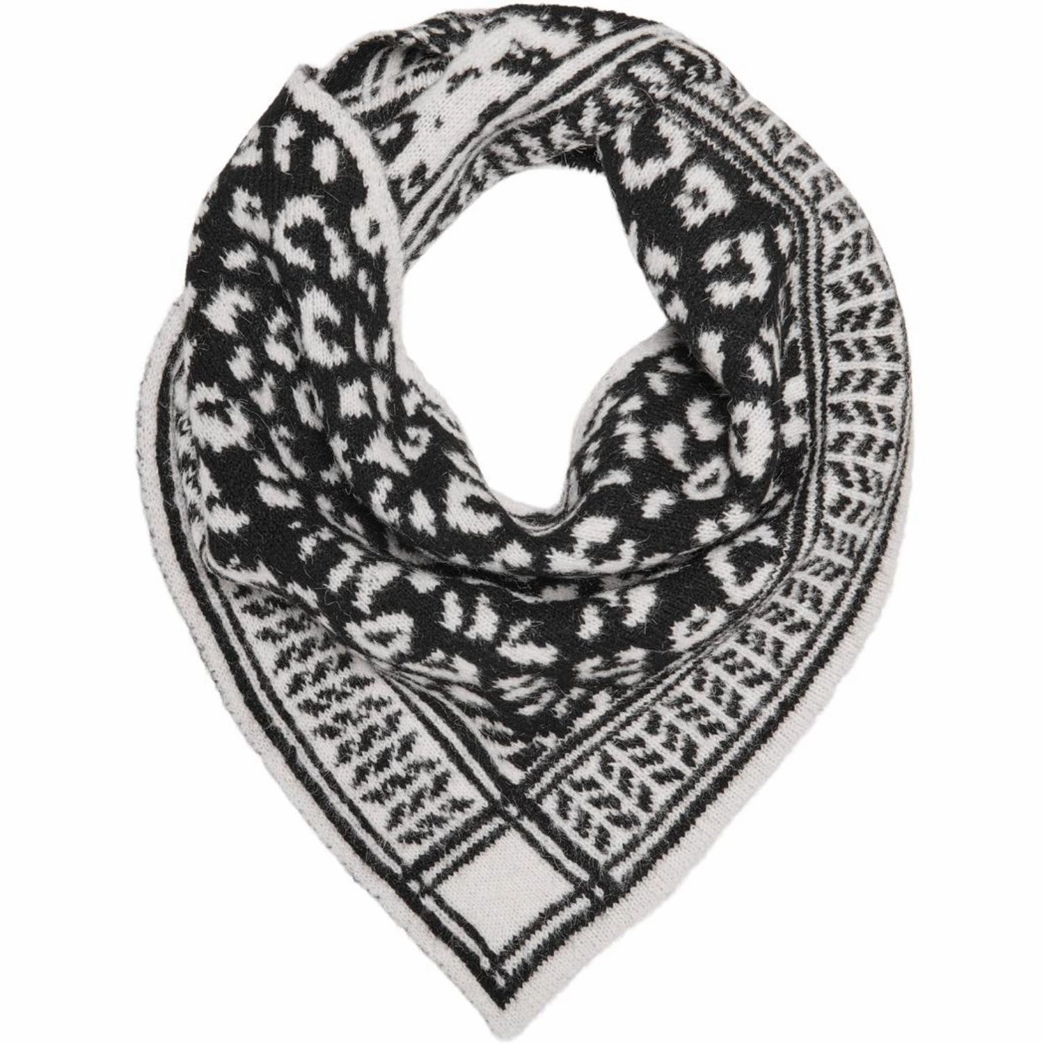 Kids Only Black Pattern Korna Knit Triangular Scarf Big Clearance Event Trending Today Steal