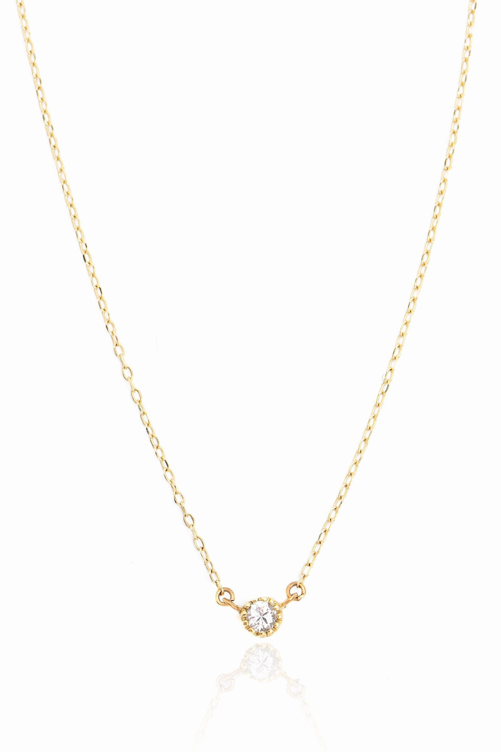 Single Vintage Set Diamond Necklace In Yellow Gold Limited Stock Hot Deal Big Hot Sale