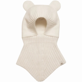 Deal of the Day Huttelihut Balaclava Ears Wool Knit Softy Off-White