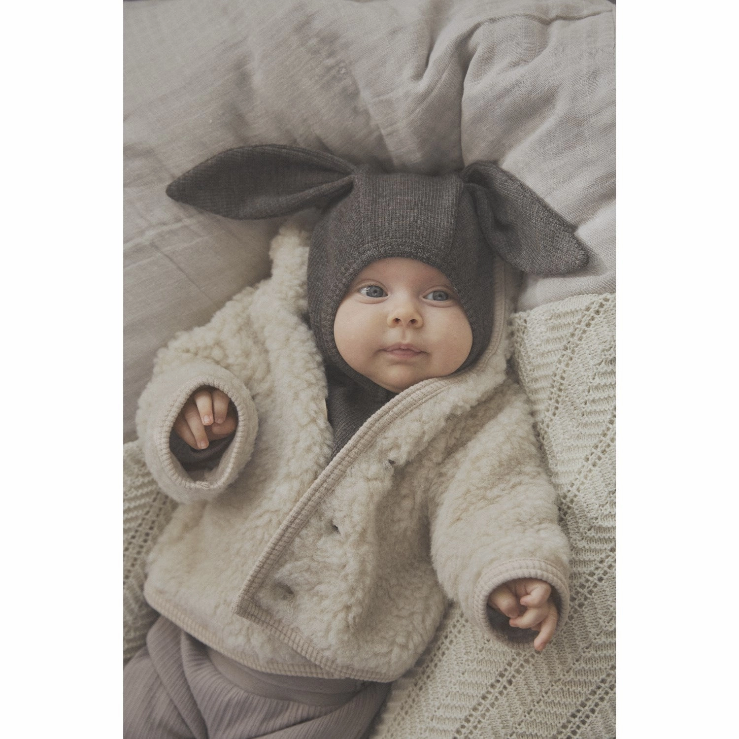Limited Time Offer! Huttelihut Brown Melange Balaclava Ears Wool Rib