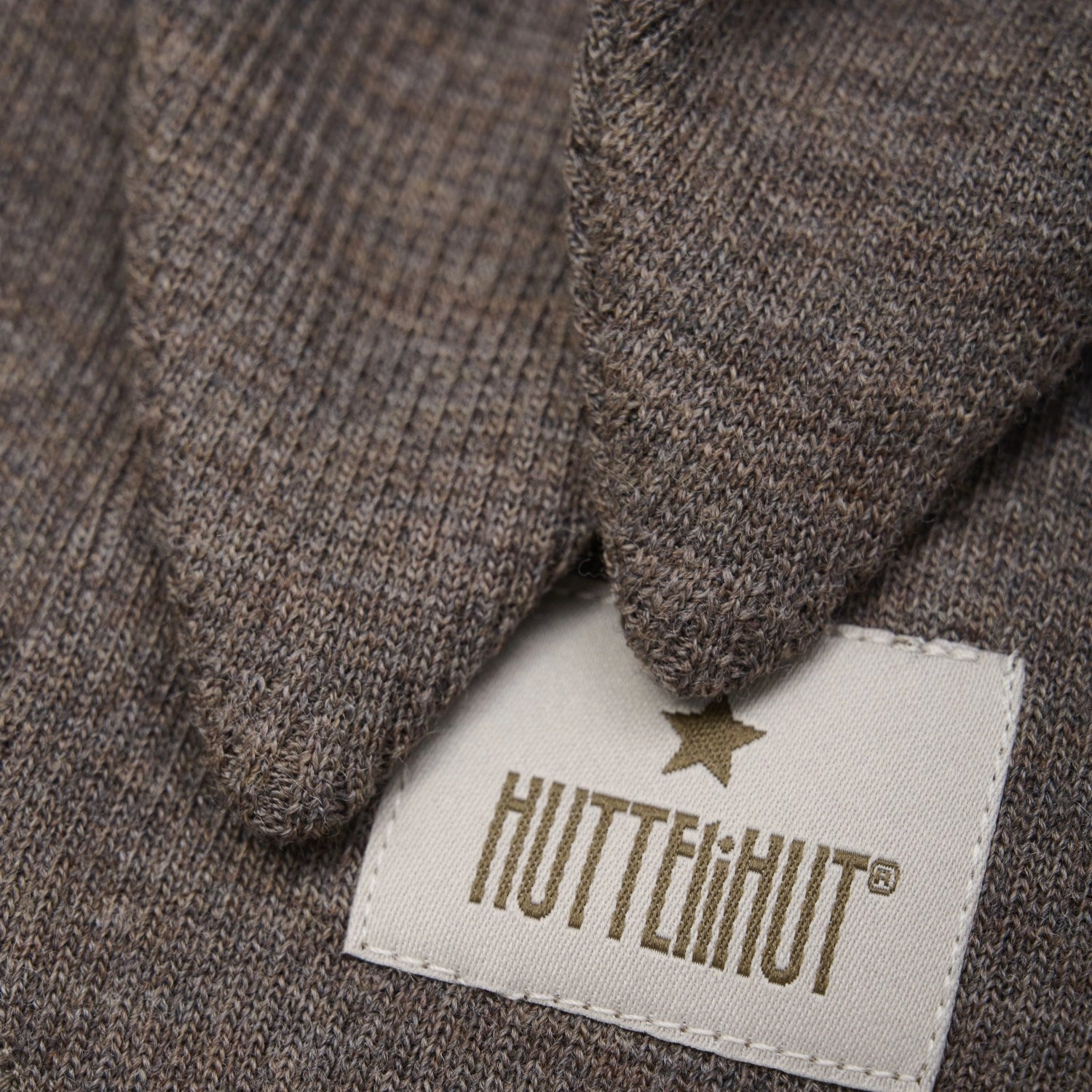 Huttelihut Brown Melange Balaclava Ears Wool Rib Hot Pick Sale Hot Item Clearance