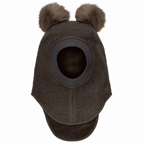 Flash Sale Alert Now Huttelihut Dark Brown Melange Balaclava Wool Alpaca Pompoms