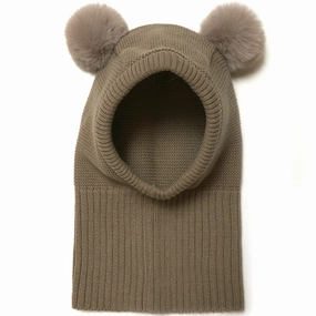 Huttelihut Knotty Balaclava Single Layer W. Pompom Brown Hot Offer Event