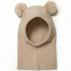 Huttelihut Knotty Balaclava Single Layer W. Pompom Camel Must-Have Gift Ideas Todays Special Savings