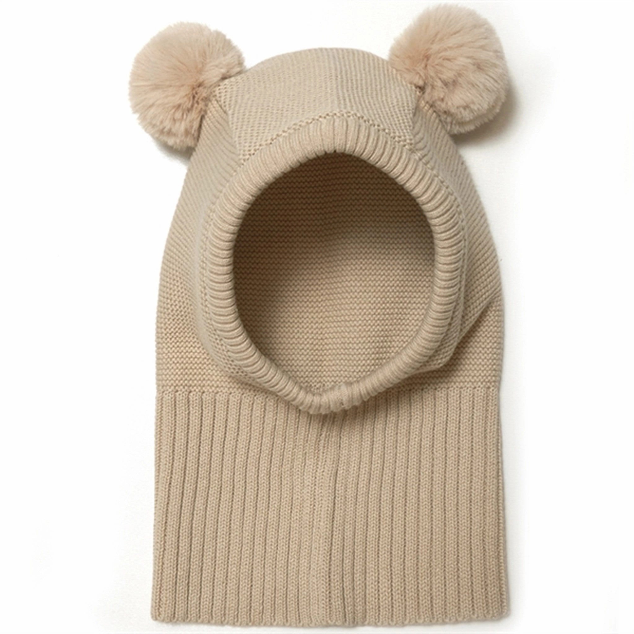 Huttelihut Knotty Balaclava Single Layer W. Pompom Camel Must-Have Gift Ideas Todays Special Savings