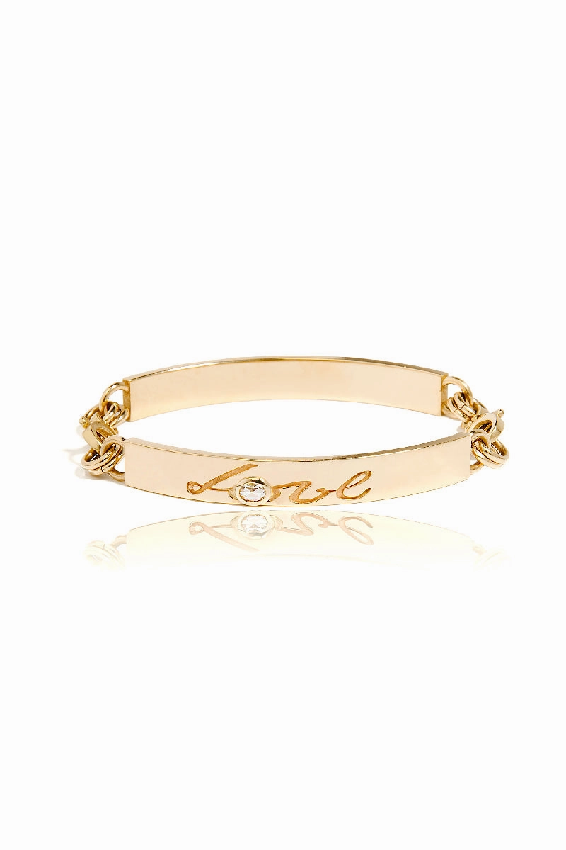 Id Bracelet With Diamond Love In Yellow Gold Limited Time Sale