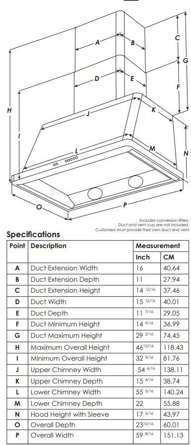 Ilve UAM150RA Majestic 60 Inch Custom Ral Color Wall Mount Range Hood