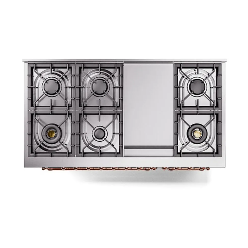 Ilve UN48FNMPEGPLP Ilve Un48Fnmpegplp Nostalgie Ii Noblesse 48" Dual Fuel Range (8 Sealed Burners   Griddle, Liquid Propane, Triple Glass Door, Emerald Green, Copper)