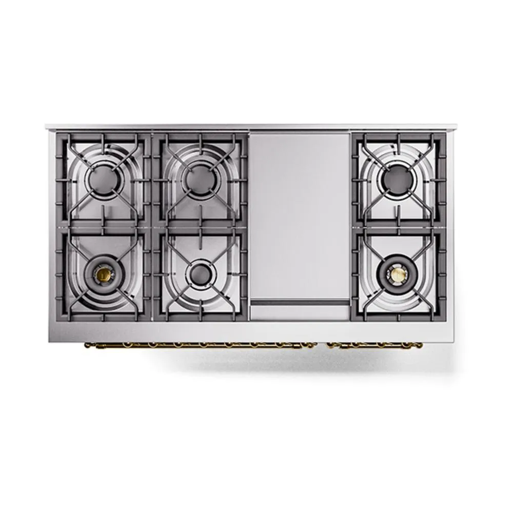 Ilve UN48FNMPMGG Ilve Un48Fnmpmgg Nostalgie Ii Noblesse 48" Dual Fuel Range (8 Sealed Burners   Griddle, Natural Gas, Triple Glass Door, Graphite Matte, Brass)