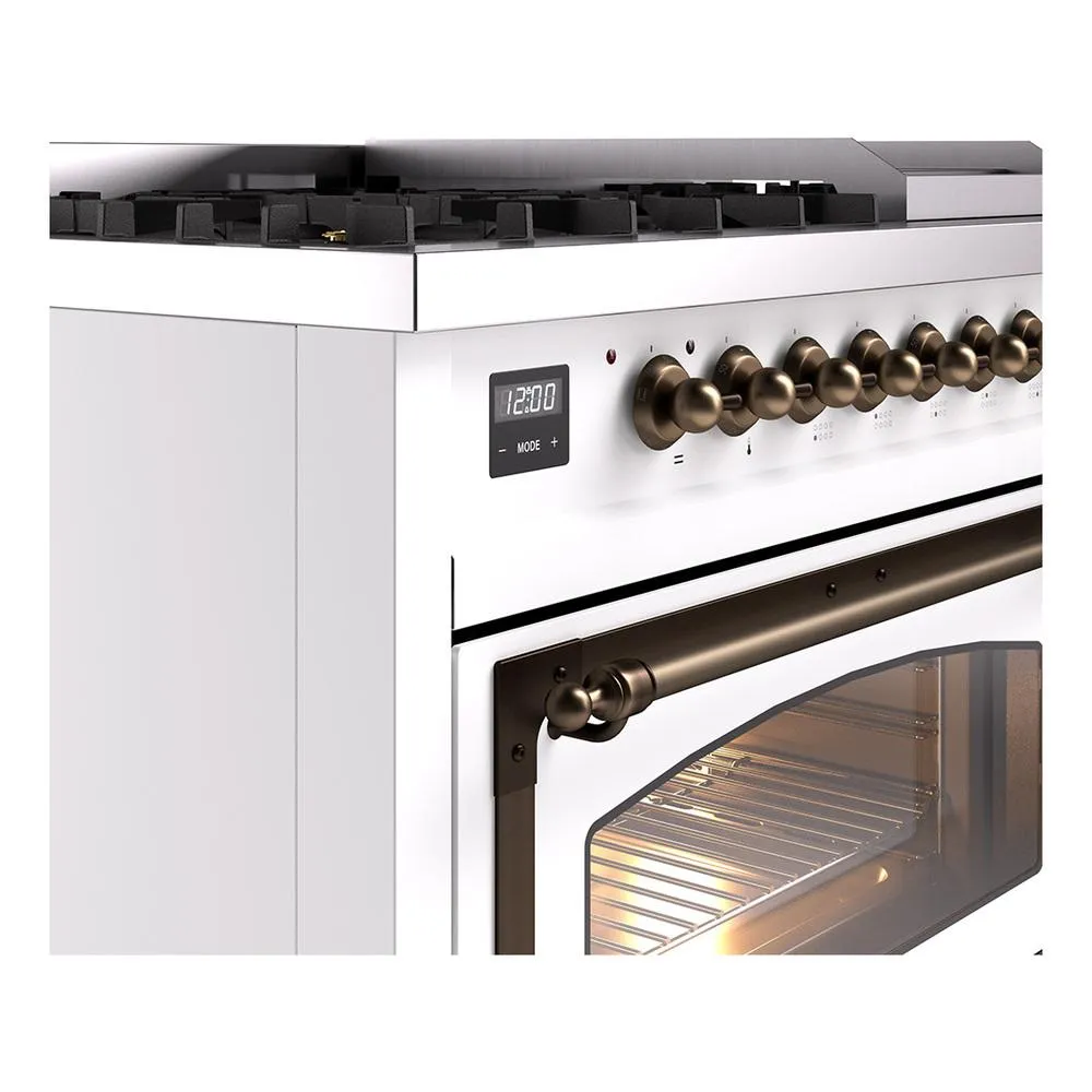 Ilve UN48FNMPRAB Ilve Un48Fnmprab Nostalgie Ii Noblesse 48" Dual Fuel Range (8 Sealed Burners   Griddle, Natural Gas, Triple Glass Door, Ral, Burnished)