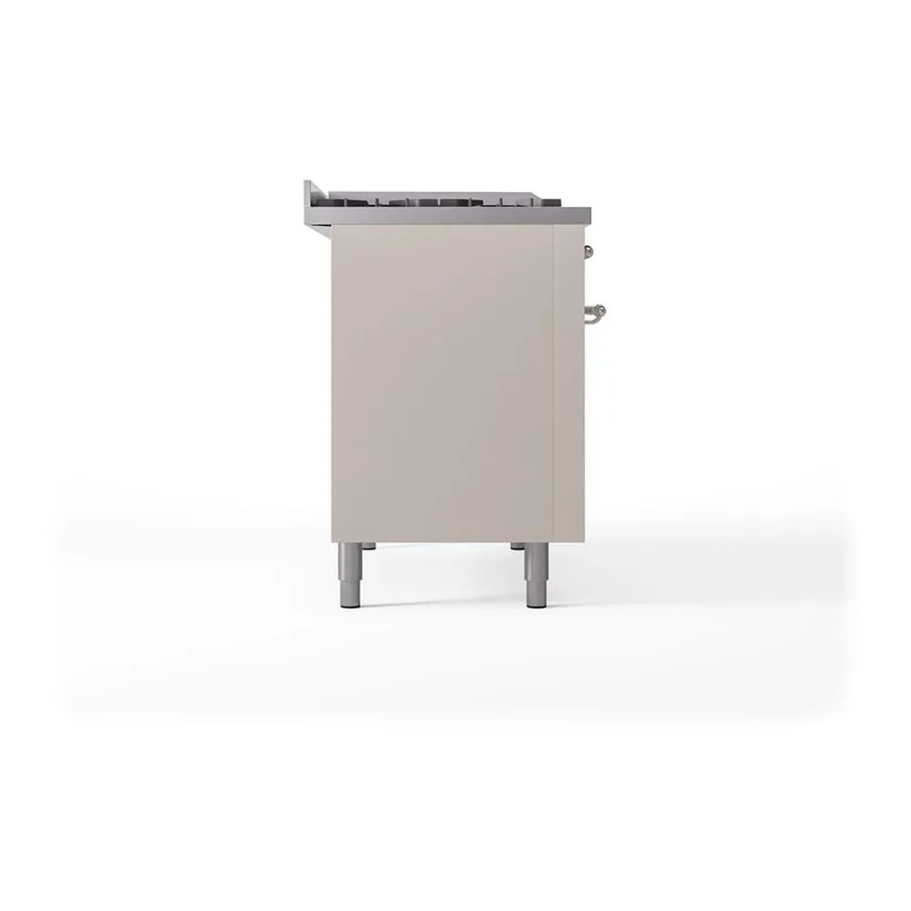Ilve UN48FQNMPAWC Ilve Un48Fqnmpawc Nostalgie Ii Noblesse 48" Dual Fuel Range (8 Sealed Burners   Griddle, Natural Gas, Solid Door, Antique White, Chrome)