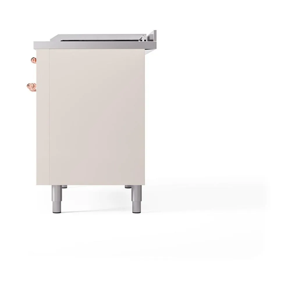 Ilve UN48FQNMPAWP Ilve Un48Fqnmpawp Nostalgie Ii Noblesse 48" Dual Fuel Range (8 Sealed Burners   Griddle, Natural Gas, Solid Door, Antique White, Copper)