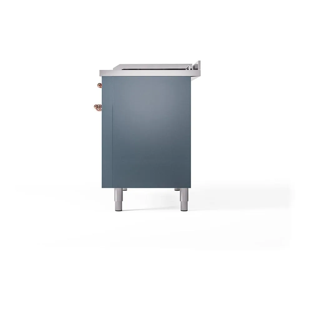 Ilve UN48FQNMPBGP Ilve Un48Fqnmpbgp Nostalgie Ii Noblesse 48" Dual Fuel Range (8 Sealed Burners   Griddle, Natural Gas, Solid Door, Blue Grey, Copper)