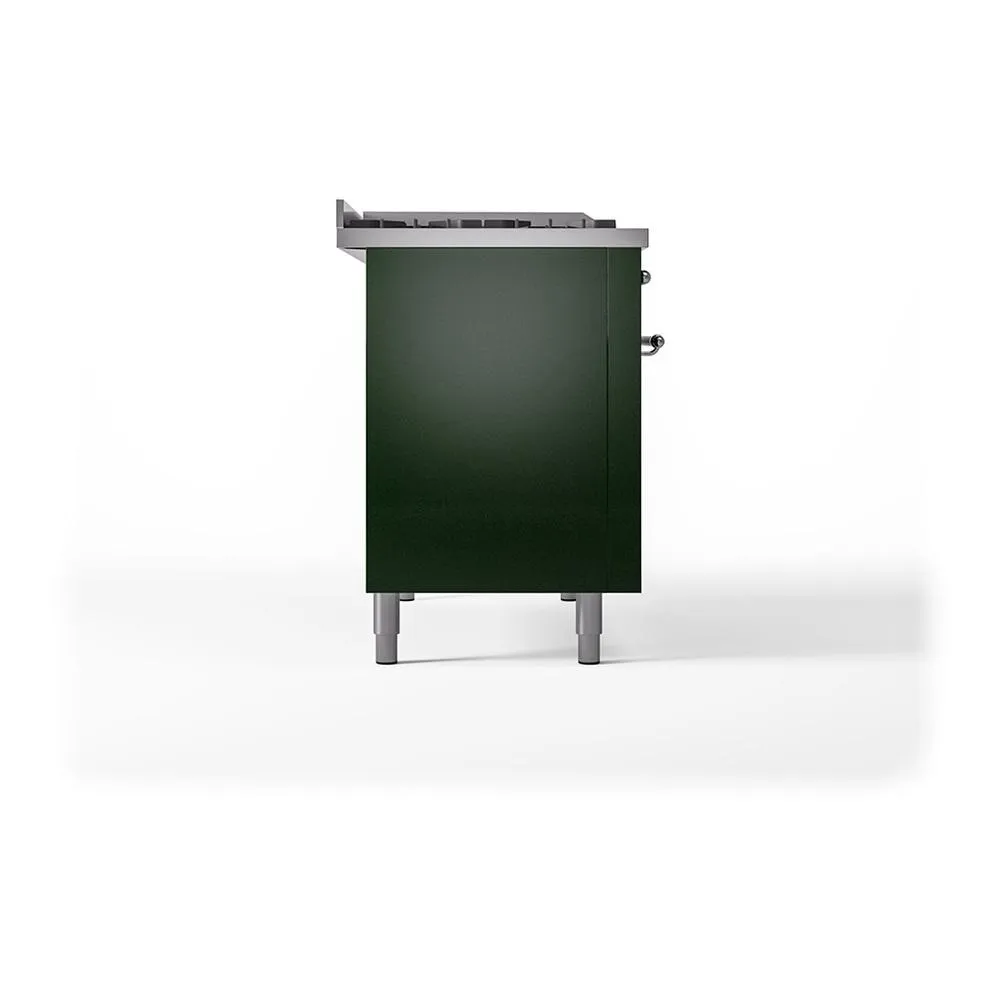 Ilve UN48FQNMPEGCLP Ilve Un48Fqnmpegclp Nostalgie Ii Noblesse 48" Dual Fuel Range (8 Sealed Burners   Griddle, Liquid Propane, Solid Door, Emerald Green, Chrome)
