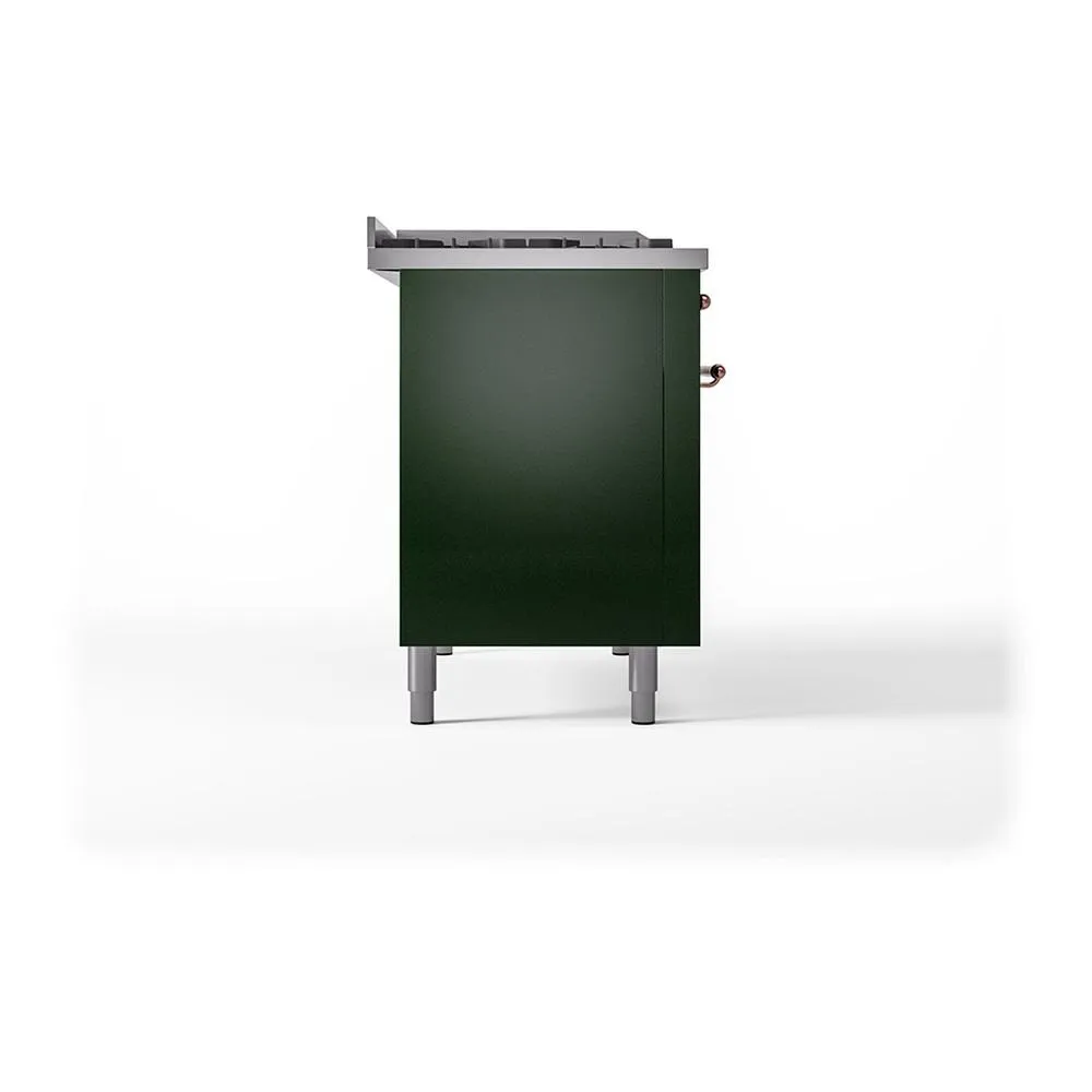 Ilve UN48FQNMPEGP Ilve Un48Fqnmpegp Nostalgie Ii Noblesse 48" Dual Fuel Range (8 Sealed Burners   Griddle, Natural Gas, Solid Door, Emerald Green, Copper)