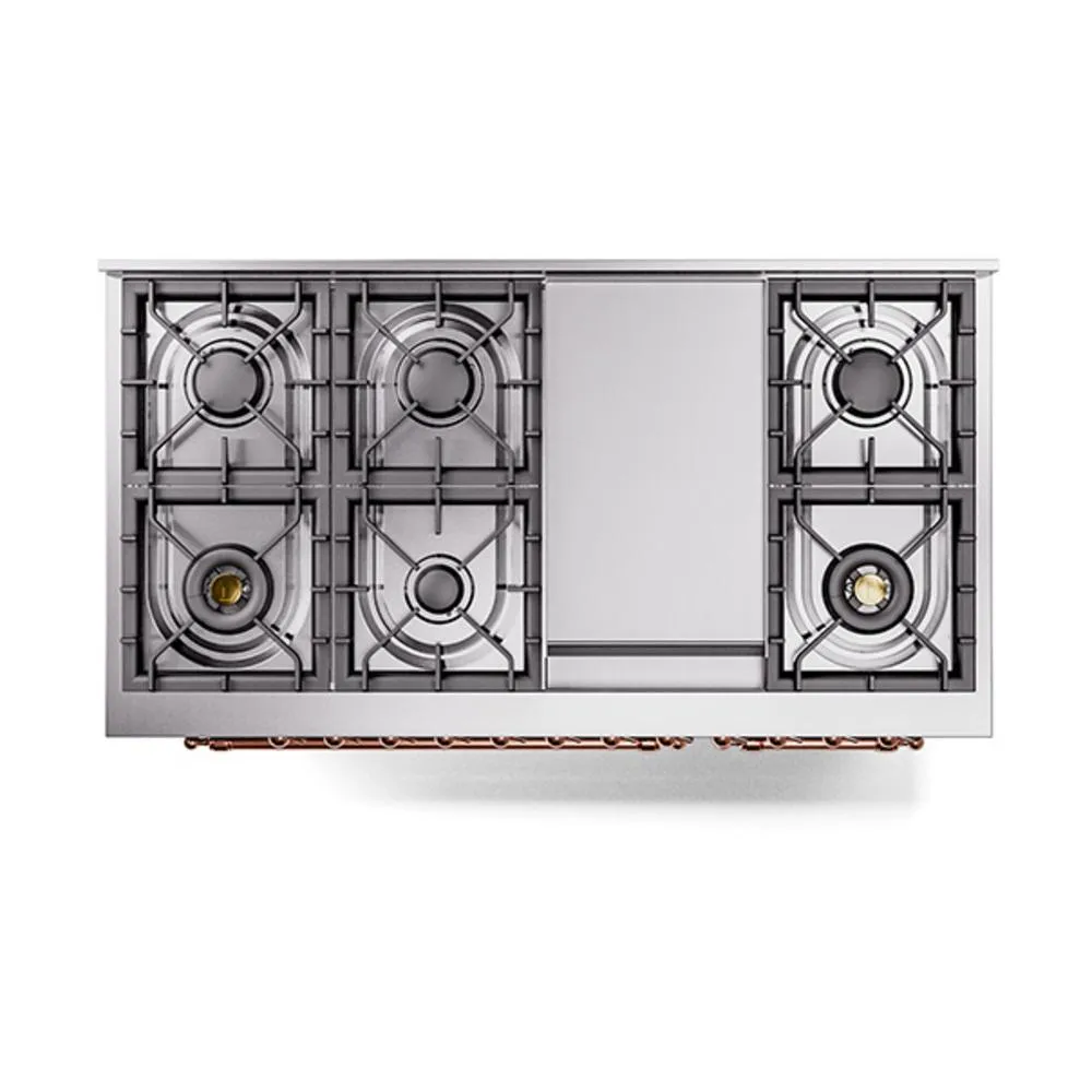 Ilve UN48FQNMPMGP Ilve Un48Fqnmpmgp Nostalgie Ii Noblesse 48" Dual Fuel Range (8 Sealed Burners   Griddle, Natural Gas, Solid Door, Graphite Matte, Copper)