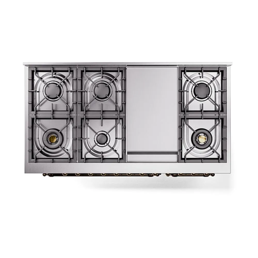 Ilve UN48FQNMPRAB Ilve Un48Fqnmprab Nostalgie Ii Noblesse 48" Dual Fuel Range (8 Sealed Burners   Griddle, Natural Gas, Solid Door, Ral, Burnished)