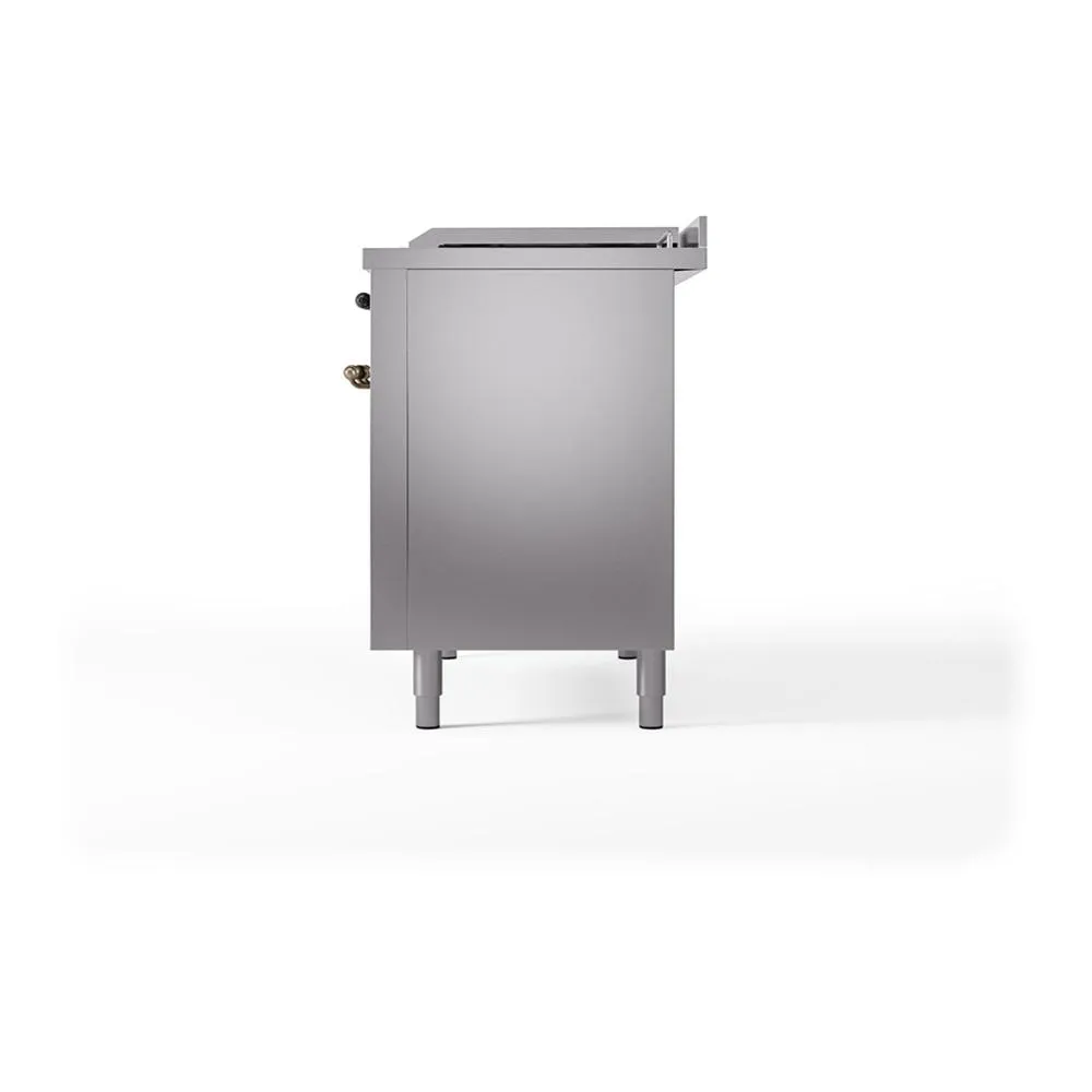 Ilve UN48FSQNMPSSBLP Ilve Un48Fsqnmpssblp Nostalgie Ii Noblesse 48" Dual Fuel Range (5 Sealed Burners   Griddle   French Top, Liquid Propane, Solid Door, Stainless Steel, Burnished)